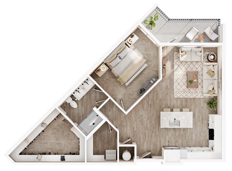 a floor plan of a home with a bedroom and a living room